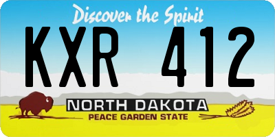 ND license plate KXR412