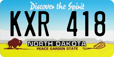 ND license plate KXR418