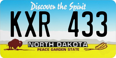 ND license plate KXR433