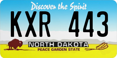 ND license plate KXR443