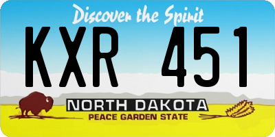 ND license plate KXR451