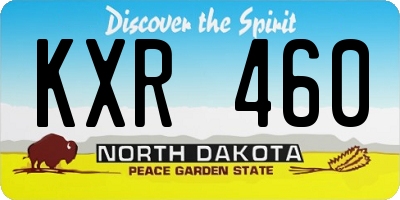 ND license plate KXR460