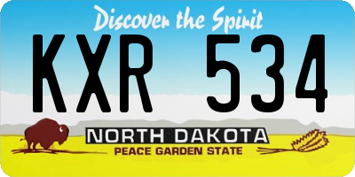 ND license plate KXR534