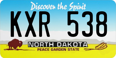 ND license plate KXR538