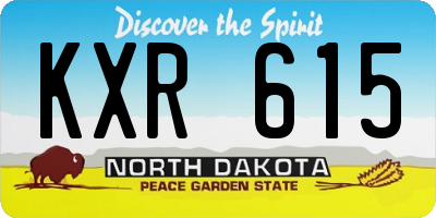 ND license plate KXR615