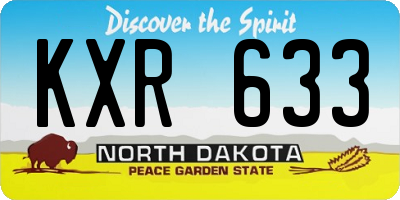 ND license plate KXR633