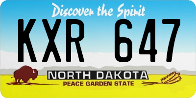 ND license plate KXR647