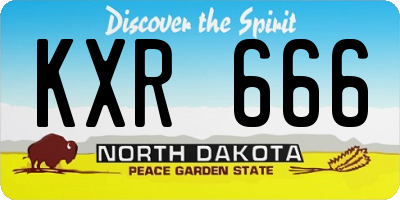 ND license plate KXR666