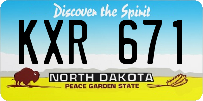 ND license plate KXR671