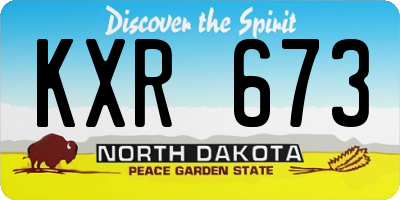 ND license plate KXR673