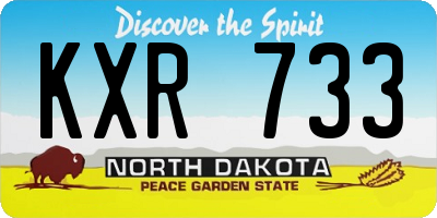 ND license plate KXR733