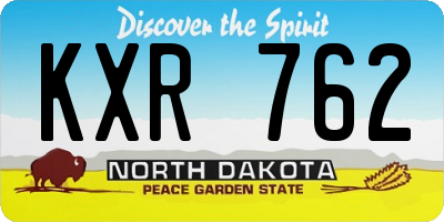 ND license plate KXR762