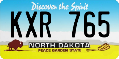 ND license plate KXR765