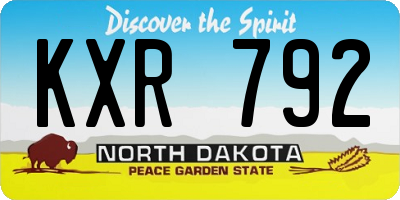 ND license plate KXR792