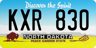 ND license plate KXR830