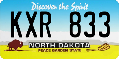 ND license plate KXR833
