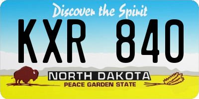 ND license plate KXR840