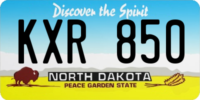 ND license plate KXR850