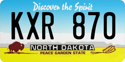 ND license plate KXR870