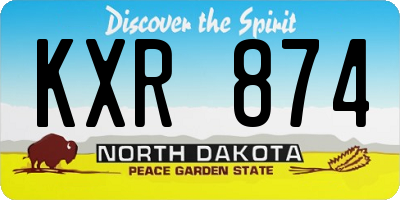 ND license plate KXR874
