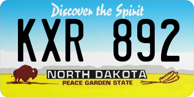 ND license plate KXR892