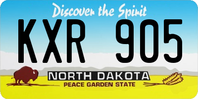 ND license plate KXR905