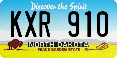 ND license plate KXR910
