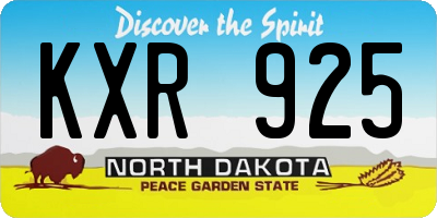 ND license plate KXR925