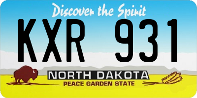ND license plate KXR931