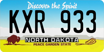ND license plate KXR933