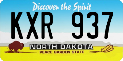 ND license plate KXR937