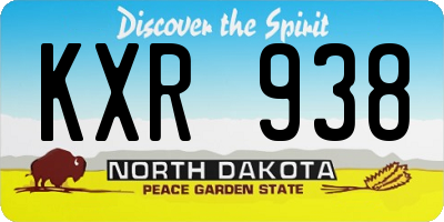 ND license plate KXR938