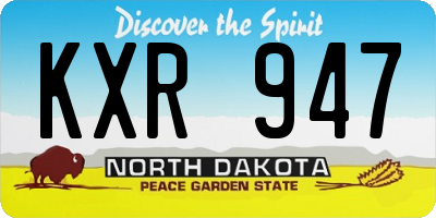 ND license plate KXR947