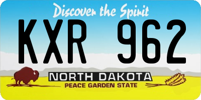 ND license plate KXR962