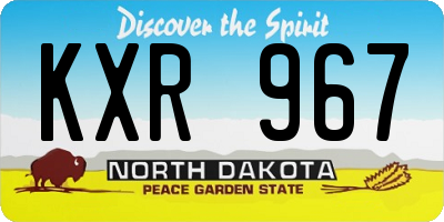 ND license plate KXR967