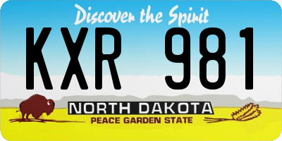 ND license plate KXR981