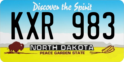 ND license plate KXR983