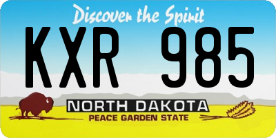 ND license plate KXR985