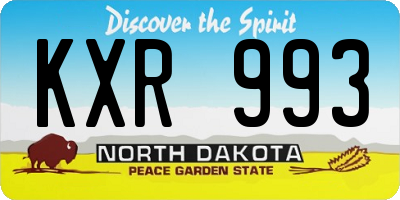 ND license plate KXR993