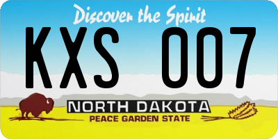 ND license plate KXS007