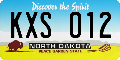 ND license plate KXS012