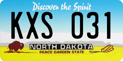 ND license plate KXS031