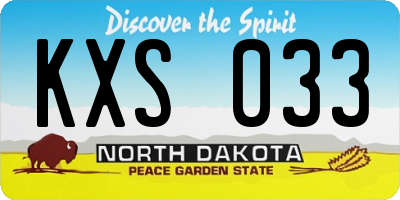 ND license plate KXS033