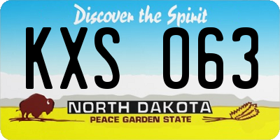 ND license plate KXS063