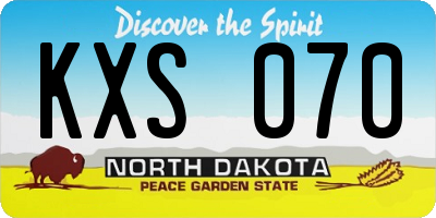 ND license plate KXS070