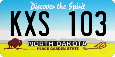 ND license plate KXS103