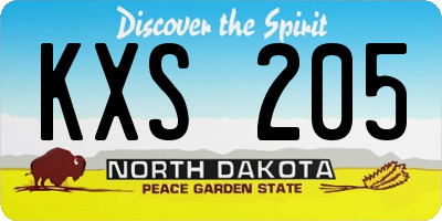 ND license plate KXS205
