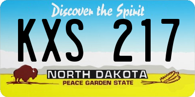 ND license plate KXS217