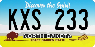 ND license plate KXS233