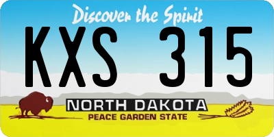 ND license plate KXS315